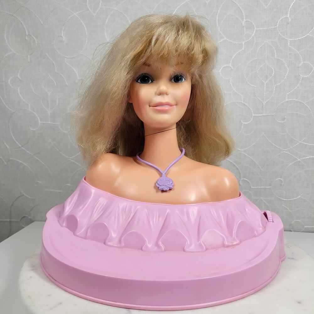 Vtg Barbie Style Me Doll Head Toy 12" Pink Shampoo Bottle Twisting 1983 Mattel